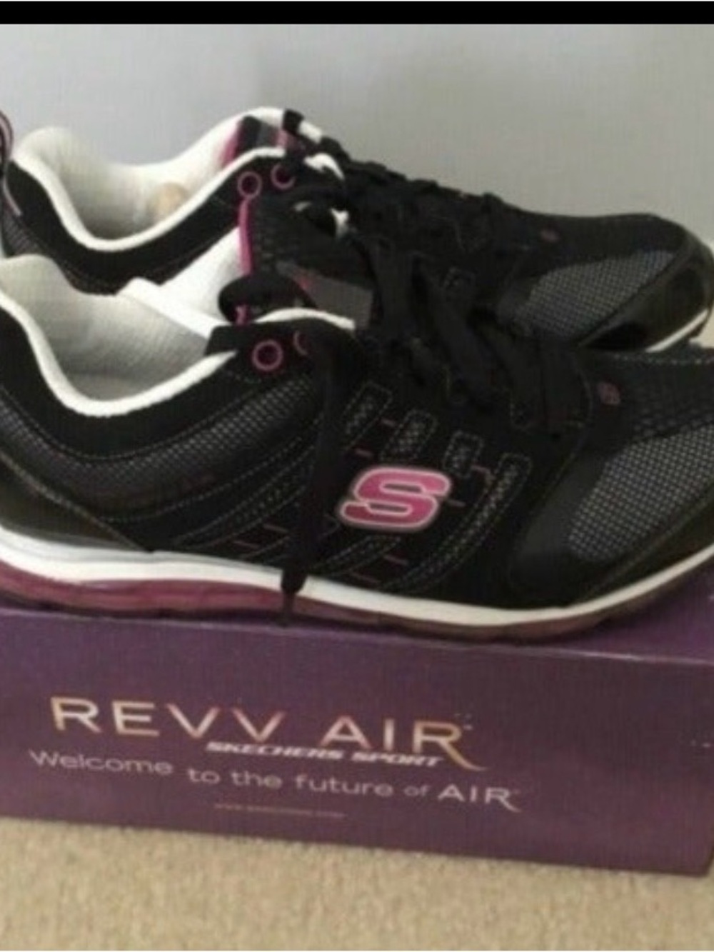 Skechers Black Athletic Sneakers with Pink Accents